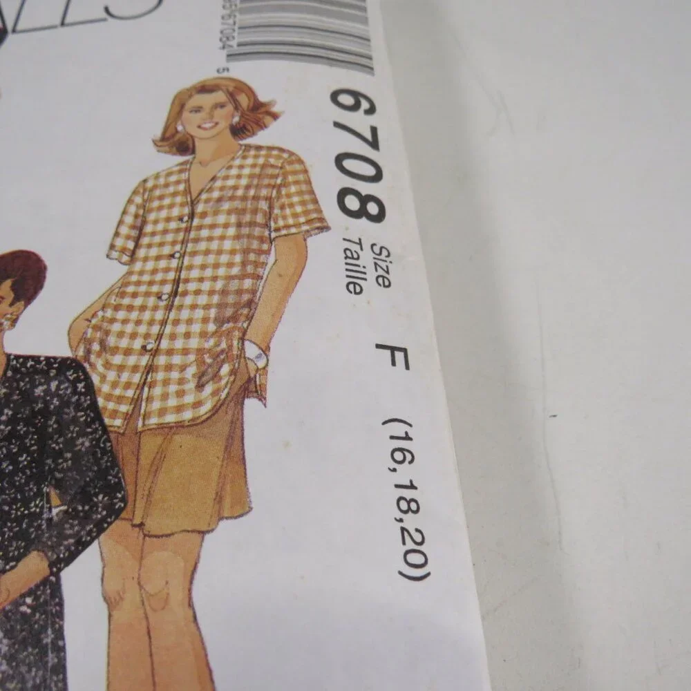 McCalls 6708 Sewing Pattern EASY UNCUT Cardigan-Jacket, Top, Pants, Culottes